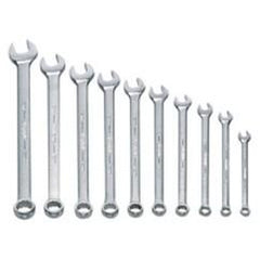 Snap-On/Williams Metric Combination Wrench Set -- 10 Pieces; 12PT Satin Chrome; Includes Sizes: 7; 8; 9; 10; 11; 12; 13; 15; 17mm - First Tool & Supply
