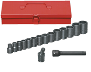 16 Piece - #9324566 - 10 to 27mm - 1/2" Drive - 6 Point - Metric Deep Impact Socket Set - First Tool & Supply
