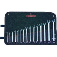 Wright Tool Metric Combination Wrench Set -- 15 Pieces; 12PT Chrome Plated; Includes Sizes: 7; 8; 9; 10; 11; 12; 13; 14; 15; 16; 17; 18; 19; 21; 22mm - First Tool & Supply