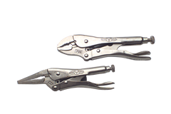 Locking Plier Set -- 2pc. Chrome Plated- Includes: 6" Long Nose; 7" Curved Jaw - First Tool & Supply