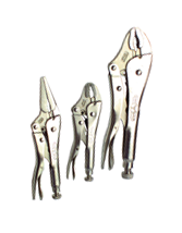Locking Plier Set -- 3pc. Chrome Plated- Includes: 5"; 10" Curved Jaw / 6" Long Nose - First Tool & Supply