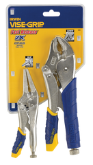 Fast Release Curved Jaw Locking Pliers Set -- 2 Pieces -- Includes: 10" Curved Jaw & 6" Long Nose - First Tool & Supply