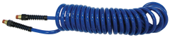 #PU1410BT - 1/4 MPT x 10 Feet - Transparent Blue Polyurethane - 1-Swivel Fitting(s) - Self-Storing Hose - First Tool & Supply