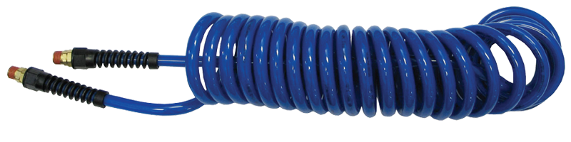 #PU1410BB - 1/4 MPT x 10 Feet - Dark Blue Polyurethane - 1-Swivel Fitting(s) - Self-Storing Hose - First Tool & Supply