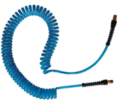 #PUE1425BT - 1/4 MPT x 25 Feet - Transparent Blue Polyurethane - 2 Swivel Fitting(s) - Self-Storing Hose - First Tool & Supply