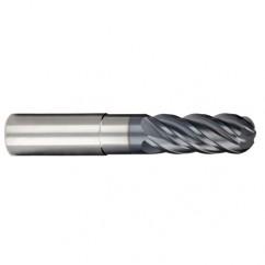 1/4" Dia. - 3/8" LOC - 2-1/2" OAL - Ball Nose 5 FL Carbide S/E HP End Mill-AlCrNX - First Tool & Supply