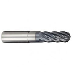 1/4" Dia. - 3/8" LOC - 2-1/2" OAL - Ball Nose 5 FL Carbide S/E HP End Mill-AlCrNX - First Tool & Supply