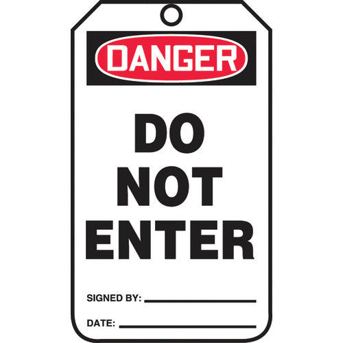 Safety Tag, Danger Do Not Enter , 25/Pk, Cardstock - First Tool & Supply