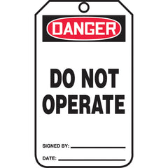 Safety Tag, Danger Do Not Operate , 25/Pk, Cardstock - First Tool & Supply