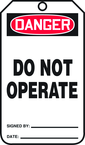 Safety Tag, Danger Do Not Operate , 25/Pk, Plastic - First Tool & Supply