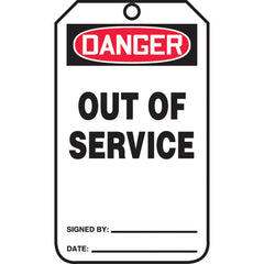 Safety Tag, Danger Out Of Service, 25/Pk, Cardstock - First Tool & Supply