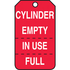 Cylinder Tag, Cylinder Empty, In Use, Full (Perforated), 25/Pk, Cardstock - First Tool & Supply