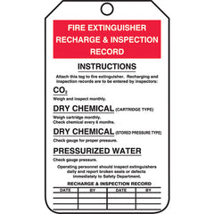 Fire Extinguisher Tag, Recharge & Inspection Record, 25/Pk, Cardstock - First Tool & Supply