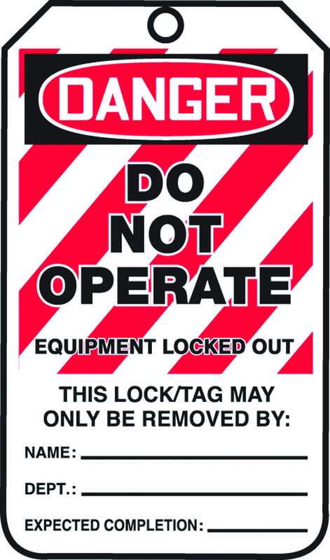 Lockout Tag, Danger Do Not Operate Equipment Locked Out, 25/Pk, Plastic - First Tool & Supply