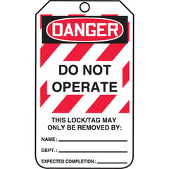 Lockout Tag, Danger Do Not Operate, 25/Pk, Cardstock - First Tool & Supply