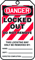 Lockout Tag, Danger Locked Out, 25/Pk, Plastic - First Tool & Supply