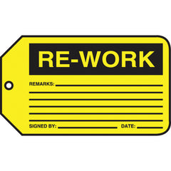 Production Control Tag, Re-Work, 25/Pk, Cardstock - First Tool & Supply