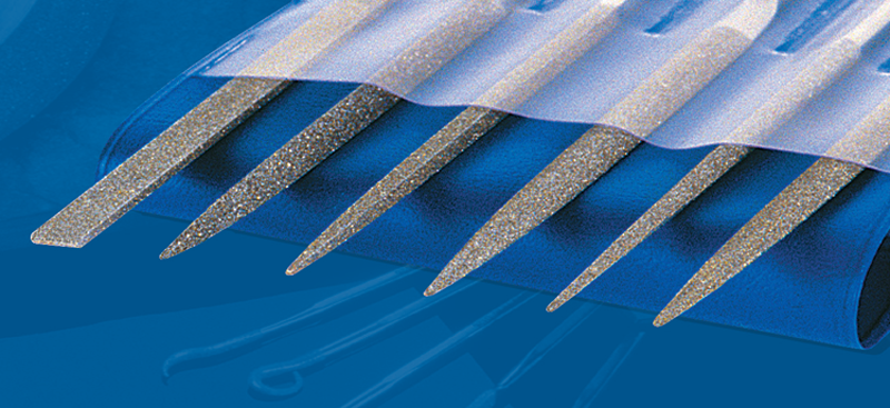 2-3/4'' Diamond Length - 5-1/2'' OAL (Various) - Coarse Grit - 6 pc. Set Diamond Needle File - First Tool & Supply