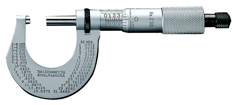 #T230XRL - 0 - 1'' Measuring Range - .001 Graduation - Ratchet Thimble - Carbide Face - Outside Micrometer - First Tool & Supply