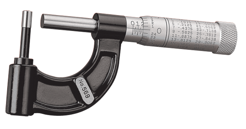 #569AXP - 0 - 1'' Measuring Range - .001" Graduation - Friction Thimble - Carbide Face - Tubing Micrometer - First Tool & Supply