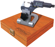 Kit Contains: 0-1" IP54 Fluid Resistant Electronic Micrometer (54-860-001); Compact Folding Micrometer Stand (52-247-005); 2 Ball Attachments; Wooden Case - Micrometer Inspection Set - First Tool & Supply