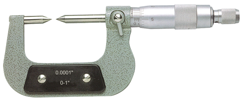 1 - 2'' Measuring Range - .0001 Graduation - Ratchet Thimble - High Speed Steel Face - Point Micrometer - First Tool & Supply