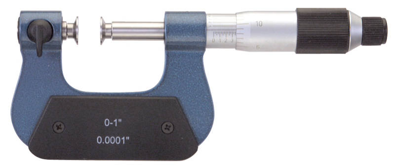 0 - 1'' Measuring Range - .0001 Graduation - Friction Thimble - High Speed Steel Face - Interchangeable Anvil Micrometer - First Tool & Supply