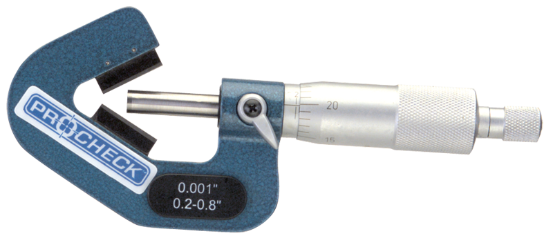 .2 - 1'' Measuring Range - .001 Graduation - Ratchet Thimble - High Speed Steel Face - 5-Flute V-Anvil Micrometer - First Tool & Supply