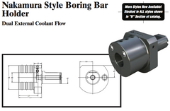 Nakamura Style Boring Bar Holder (Dual External Coolant Flow) - Part #: NK52.5025 - First Tool & Supply