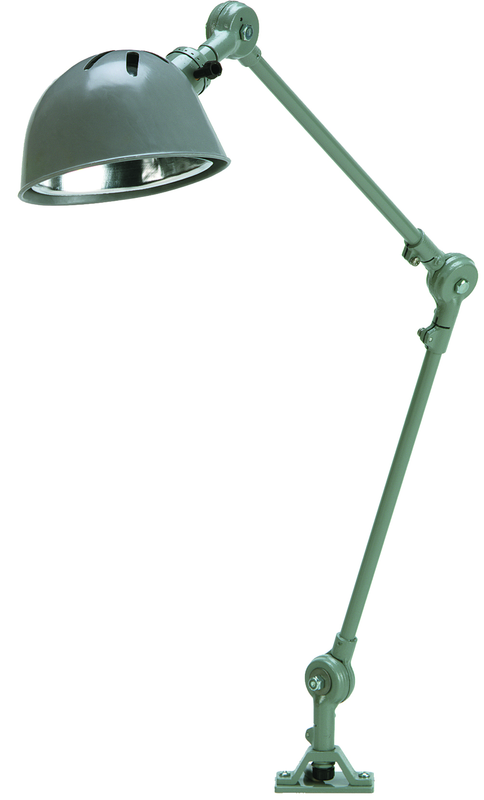 14" Uniflex Machine Lamp; 120V, 60 Watt Incandescent Light, Screw Down Base, Oil Resistant Shade, Gray Finish - First Tool & Supply