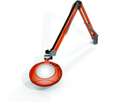 Green-Lite® 5" Brilliant Orange Round LED Magnifier; 43" Reach; Table Edge Clamp - First Tool & Supply