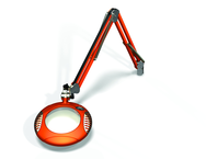 Green-Lite® 6" Brilliant Orange Round LED Magnifier; 43" Reach; Table Edge Clamp - First Tool & Supply