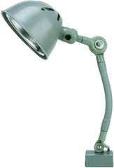 9" Uniflex Machine Lamp; 120V, 60 Watt Incandescent Light, Magnetic Base, Oil Resistant Shade, Gray Finish - First Tool & Supply