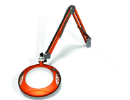 Green-Lite® 7-1/2" Brilliant Orange Round LED Magnifier; 43" Reach; Table Edge Clamp - First Tool & Supply