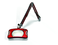 Green-Lite® 7" x 5-1/4"Blazing Red Rectangular LED Magnifier; 43" Reach; Table Edge Clamp - First Tool & Supply