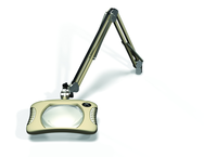 Green-Lite® 7" x 5-1/4"Shadow White Rectangular LED Magnifier; 43" Reach; Table Edge Clamp - First Tool & Supply