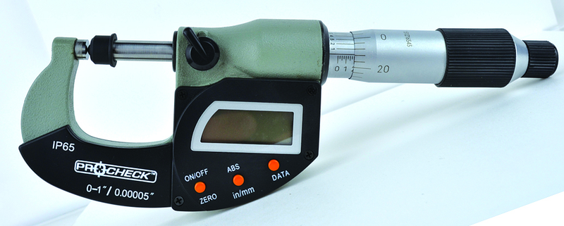 IP65 Electronic Micrometer - 0-1"/24.4mm Range - .00005"/.001mm Resolution - Output S4 Connector (Not IP) - First Tool & Supply