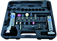 #2060 - Pneumatic Cut-Off Tool & Right Angle Grinder Kit - Includes: 1) each: Angle Die Grinder with collets; 3" Cut-Off Tool; Air Fitting (3) Cut-Off Wheels; (10) Mounted Points; (3) Spanner Wrenches; and Case - First Tool & Supply