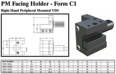 PM Facing Holder - Form C1 (Right Hand Peripheral Mounted VDI) - Part #: PM31.4025L - First Tool & Supply