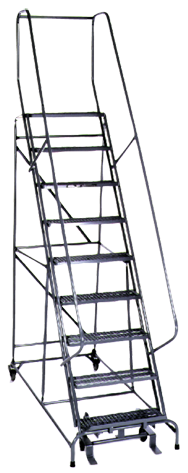 Model 1000; 9 Steps; 32 x 65'' Base Size - Steel Mobile Platform Ladder - First Tool & Supply