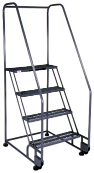 Model 3TR26E4; 3 Steps; 28 x 41'' Base Size - Tilt-N-Roll Ladder - First Tool & Supply