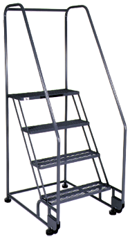 Model 2TR26E4; 2 Steps; 28 x 34'' Base Size - Tilt-N-Roll Ladder - First Tool & Supply