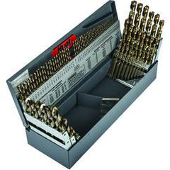 115 Pc. 3 in 1 (1/16" - 1/2" by 64ths / A-Z / 1-60) Cobalt Bronze Oxide Jobber Drill Set - First Tool & Supply