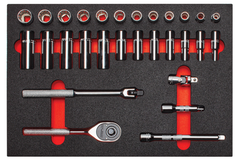 Proto® Foamed 3/8" Drive 29 Piece Combination Socket Set w/ Classic Pear Head Ratchet - Full Polish - 12 Point - First Tool & Supply