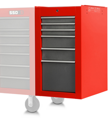 Proto® 550S Side Cabinet - 6 Drawer, Safety Red and Gray - First Tool & Supply