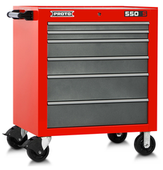 Proto® 550S 34" Roller Cabinet - 6 Drawer, Safety Red and Gray - First Tool & Supply