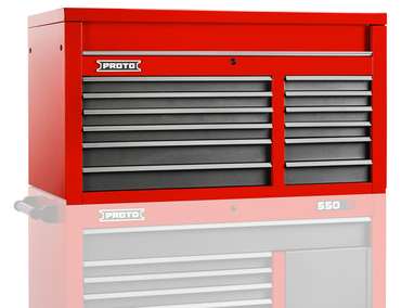 Proto® 550S 50" Top Chest - 12 Drawer, Safety Red and Gray - First Tool & Supply