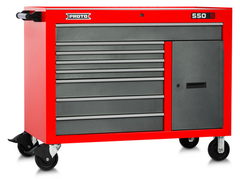 Proto® 550S 50" Workstation - 8 Drawer & 2 Shelves, Safety Red and Gray - First Tool & Supply