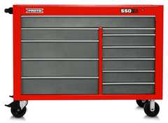 Proto® 550S 57" Workstation - 11 Drawer, Gloss Red - First Tool & Supply