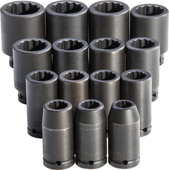 Proto® 3/4" Drive 15 Piece Deep Metric Impact Socket Set - 12 Point - First Tool & Supply